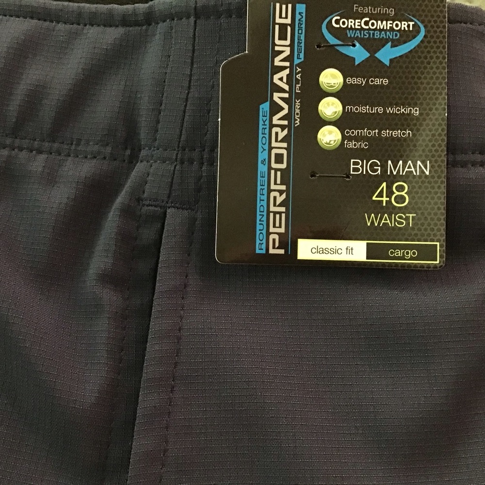 Cargo Shorts 48W, Peacoat Dark Navy Blue 9” Inseam NWT Roundtree & Yorke.